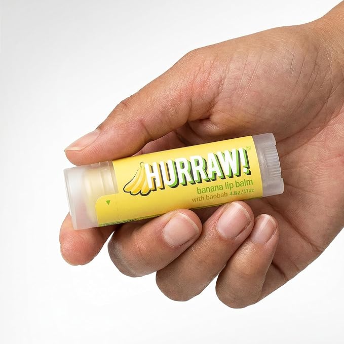 Hurraw! Banana Lip Balm, 2 Pack: Organic, Certified Vegan, Cruelty and Gluten Free. Non-GMO, 100% Natural Ingredients. Bee, Shea, Soy and Palm Free. Made in USA