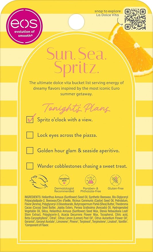 eos Limited Edition 24H Moisture Mini Super Balm, Amalfi Sunset - Hydrating, Moisturizing Lip Treatment, For Dry Lips, Travel Size, Shea Butter, Cruelty-Free, 0.169 fl oz, 3-Pack