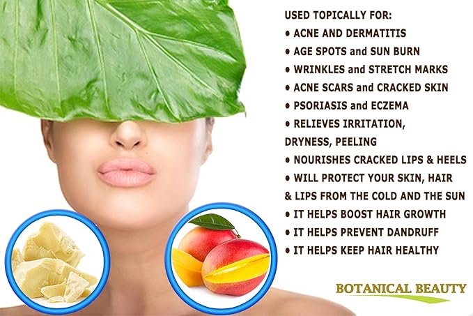 Botanical Beauty Organic MANGO BUTTER RAW 100% Pure Natural VIRGIN REFINED 8.46 oz - 240 gram for Face, Skin, Hair, Body, Nails. Skin Moisturizer. for Lotions, Cream. Rich in Vitamin E