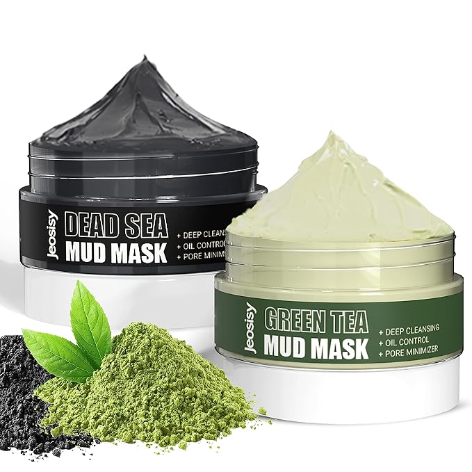 Face Clay Mask-Facial Dead Sea Mud Mask,Green Tea Mud Mask,Purifying Pore,Remove Blackheads,Control Oil,Anti Aging,Travel Size Mother's Day Gift Sets for Women and Men-2.8Oz*2