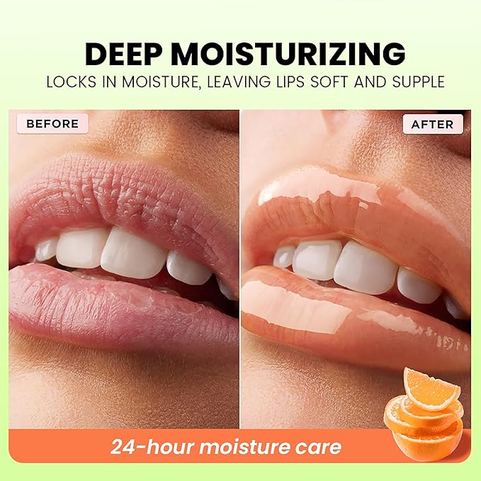 Vegan Peach Lip Mask Moisturizer, Hydrating Lip Balm & Butter with Jojoba Seed Oil & Vitamins, Full Looking, Soothing, Nourishing, Softening Treatment for Dry Lips, Non-Sticky, 06 Peach