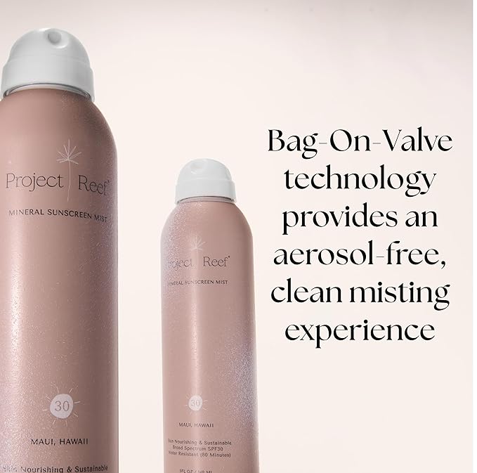 Project Reef SPF 30 Mineral Sunscreen Spray & Cooling Mist w/Aloe Vera, Peppermint, Cucumber - Non-Aerosol, Reef Safe, Sunburn Relief, No White Cast Sunscreen for All Skin Types