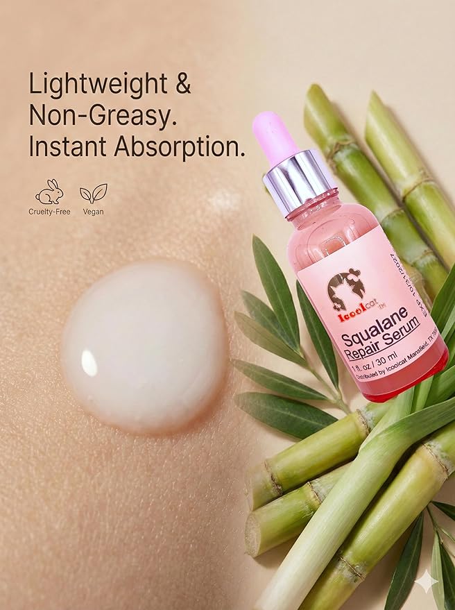 Pure Squalane Face Oil Serum - 100% Plant-Derived Facial Moisturizer for Dry Sensitive Skin - Barrier Repair & Deep Hydration - 1.01 Fl Oz