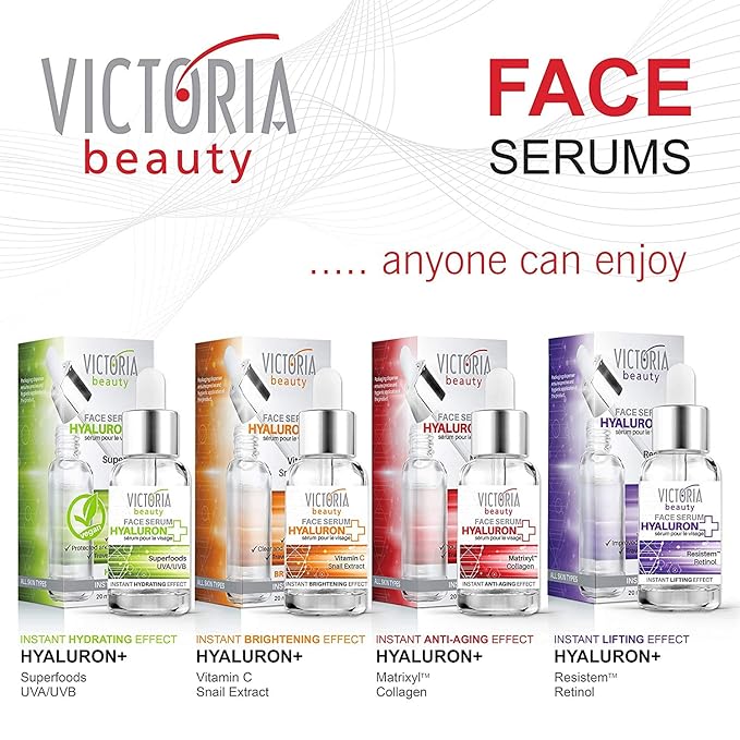 Victoria Beauty Hyaluron+ Face Serum with Hyaluronic Acid and Hydrating Superfoods – The Best Anti-Aging and Anti-Wrinkle Moisturizer – 100% Vegan Product, 20ml
