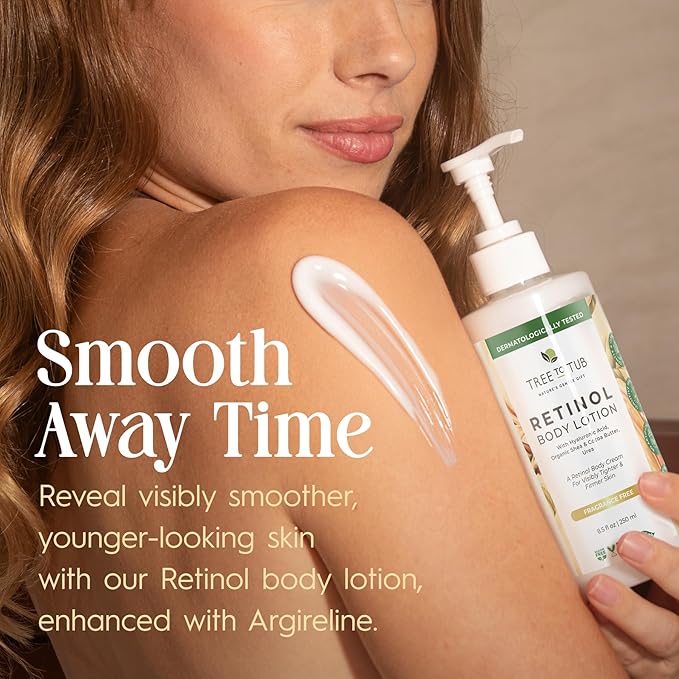 Tree To Tub Retinol Body Lotion - Hydrating Body Cream, Advanced Firming Cream w/Hyaluronic Acid & Shea Butter, Fragrance-Free Body Lotion for Crepey Skin for Older Women & Men