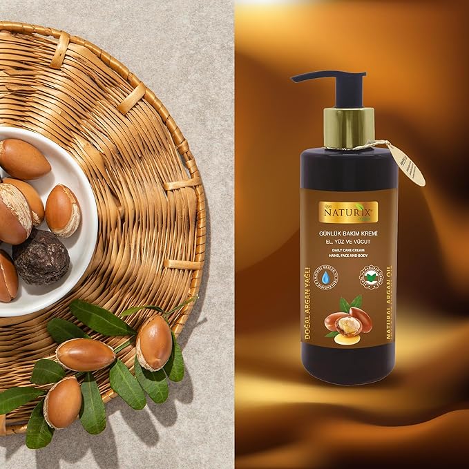 Hand Face and Body Cream with Argan Oil 8.45 Oz | Nourishing Care Normal to Dry Skin Lotion | Intensive Moisturizer Cream
