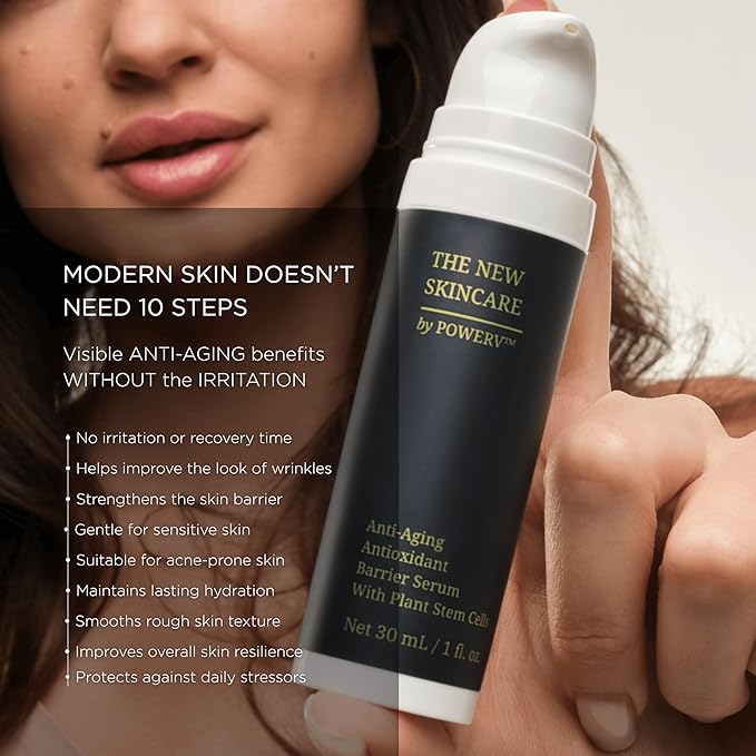Anti Aging Serum for Sensitive Skin | Stem Cell Serum | Retinol Alternative for Face | Astaxanthin, Beta Glucan, Ceramides | Barrier Repair Serum | Fragrance Free | Dermatologist Tested | PowerV
