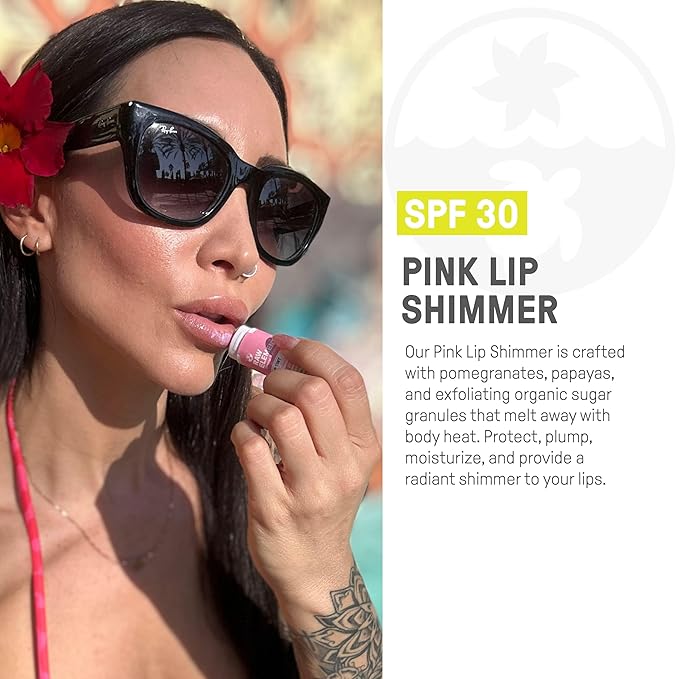 Raw Elements Organic Pink Lip Shimmer Zinc Oxide SPF 30+, 0.15oz