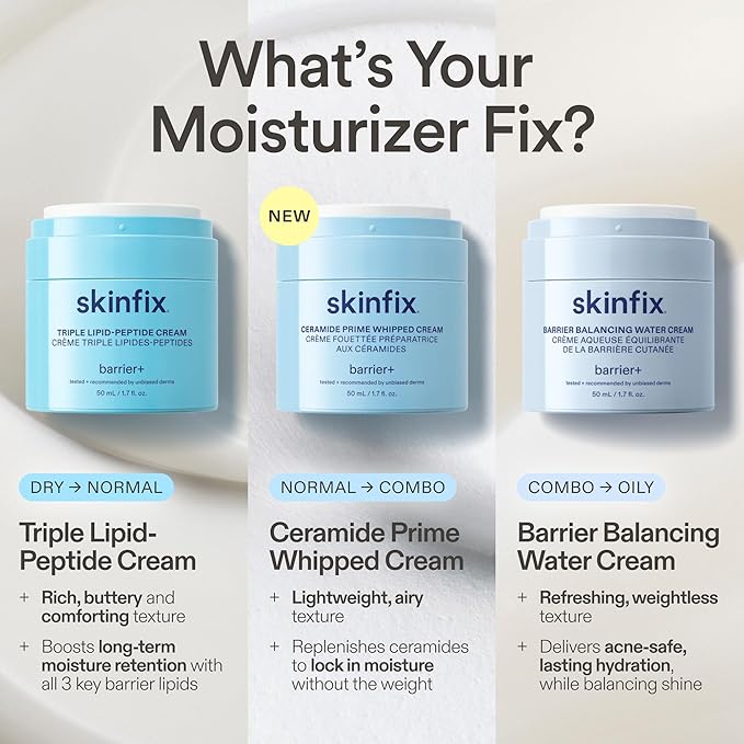 Skinfix Ceramide Prime Whipped Cream - 1.7 oz - Lightweight Moisturizer for Face with Niacinamide + Peptides - Non-Comedogenic, Fragrance Free, Vegan, Cruelty Free