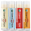 LizardLips Natural Lip Balm Set of 4 ;USDA Certification Lip Moisturizer; Vanilla, Vanilla Mint, Cherry, Citrus; Travel-Friendly Everyday Care; Fun Quirky Beach Vacation Essentials