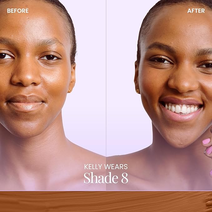 Naked Sundays BeautyScreen Peptide Foundation Tint - SPF 50 Tinted Sunscreen & Skincare Makeup with Zinc Oxide, Niacinamide - Lightweight Natural Coverage, 8 Golden Mahogany, 1.01 oz