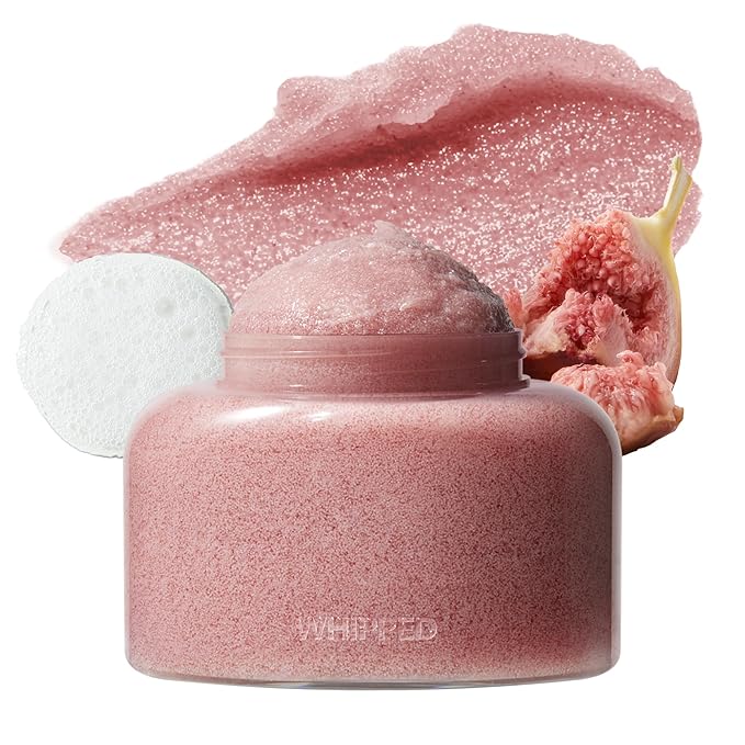 WHIPPED VEGAN SCRUB FIGBUTTER 210g (7.40 oz) – Made with Fig & Cacao Butter | Soft as Gelato Texture, Enriched with Ceramide, Shea Butter & Niacinamide | 10x Finer than Sugar Scrubs | for Face & Body