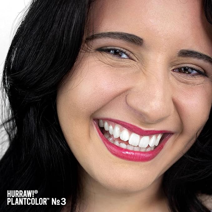 Hurraw! Plantcolor Lip Color No. 3: Pink/Purple shade. Highly pigmented tinted balm and lipstick alternative. Vegan and all-natural. Easy application. Buildable. First of its kind. Made in USA