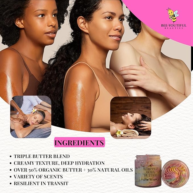 Whipped Shea + Beeswax Body Butter | Hydrating Moisturizer with Shea Butter, Mango Butter Cocoa Butter, & Beeswax for Nourishing Body Care - 8oz - Fruit Loops