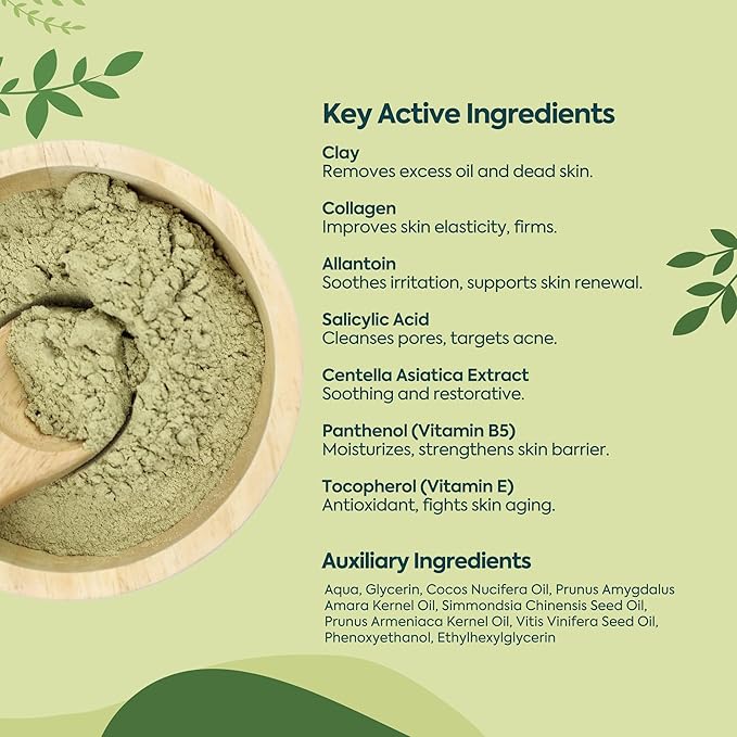 Clay Mask for Face – Pore Firming & Deep Cleansing Face Mask | Anti-Blackhead | Oil Balancing | Moisturising & Natural Ingredients, 100 ml