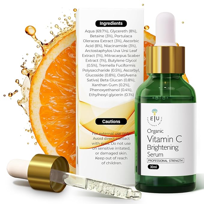 EU Pure Vitamin C Serum for Face - Vitamin C Serum - Anti-Aging - Brighten, Firm - Professional Strength, Organic, and Daily Moisturizer