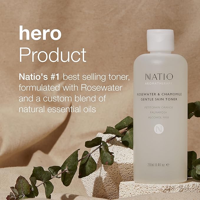 Natio Australia Aromatherapy Rosewater and Chamomile Gentle Skin Toner, 8.4 oz - Gentle, Alcohol-Free Face Toner for Oily, Dry, or Sensitive Skin