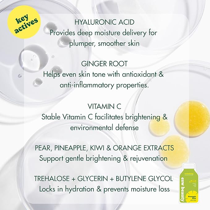 ESW Beauty Pineapple Bliss - Revitalizing Raw Juice Face Mask - Brightening with Pineapple, Kiwi, Ginger & Pear for Dull, Uneven Skin - Enhances Radiance & Smoothness