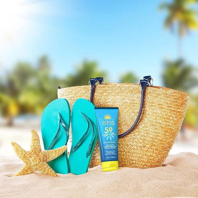 Ocean Potion SPF 50 Sunscreen Body Lotion, Broad Spectrum UVA/UVB Sun Protection with Aloe and Vitamin E, Water-Resistant Non-Greasy Sunscreen, 6.8 oz