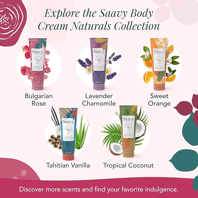 Saavy Naturals Deeply Hydrating Body Cream for Dry Skin – Nourishing Shea Butter, Plant-Based & Sustainably Sourced – Bulgarian Rose – 8.5 fl oz, 2 pack