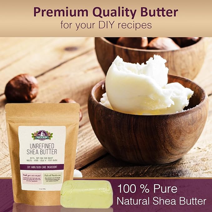 Unrefined Shea Butter Raw Organic | 16 oz / 453 g | Body Butter for Dry Skin, Stretch Marks | Natural Moisturizing Formula | for Women and Men