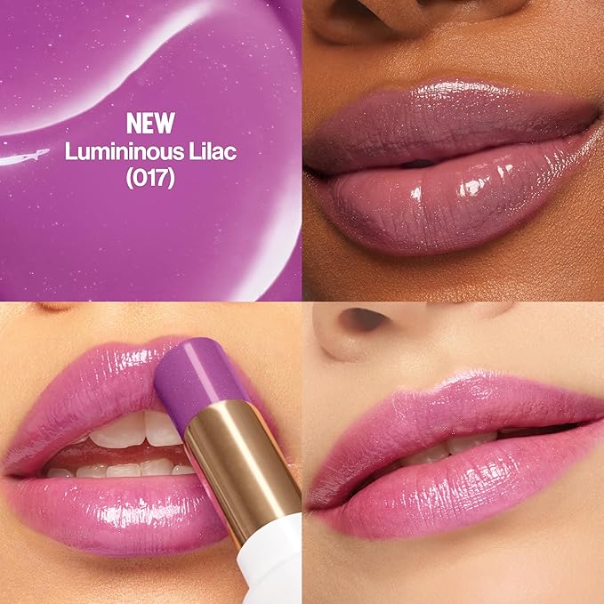 REVLON Super Lustrous Glass Shine Balm, Hydrating Tinted Lip Balm with Hyaluronic Acid, Aloe & Rose Quartz, Light-Medium Purple Lipstick, NEW Shade, 017 Luminous Lilac, 0.11 oz