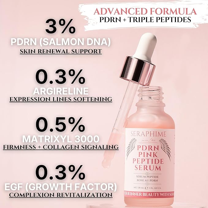 PDRN Pink Peptide Serum with Salmon DNA, EGF, Argireline & Matrixyl 3000 – Pink PDRN Serum Skin Care for Glowing Skin – Anti-Aging, Hydrating, Brightening Skincare with Argireline Peptide Matrixyl