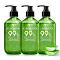 Aloderma Aloe Vera Gel - Large 17.6oz Value Pump - Made within 12 Hours of Harvest with 99% Organic Aloe Vera, Lightweight, Non-Sticky for Sunburns, Natural, Soothing Aloe Vera for Face & Hair, 3-Pack
