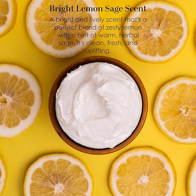 Better Shea Butter Lemon Sage Body Butter for Dry Skin with Raw Shea Butter & Jojoba Oil, Natural Moisturizing Body Cream, Naturally Scented with Essential Oils