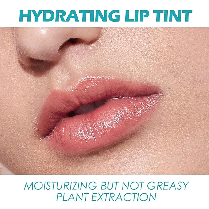 Charm Kiss 5pcs Lip Tint Hydrating Set, Moisturizing Lip Oil Balm, Waterproof Lip Gloss Non-Stick Cup Lip Tint Stain