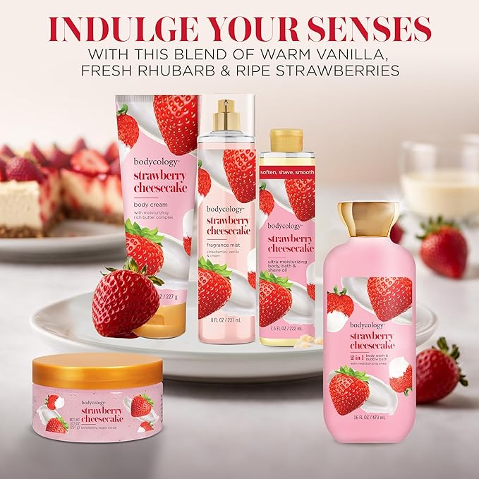 Bodycology Shea Butter Body Cream, Strawberry Cheesecake, 8 oz (Pack of 2)