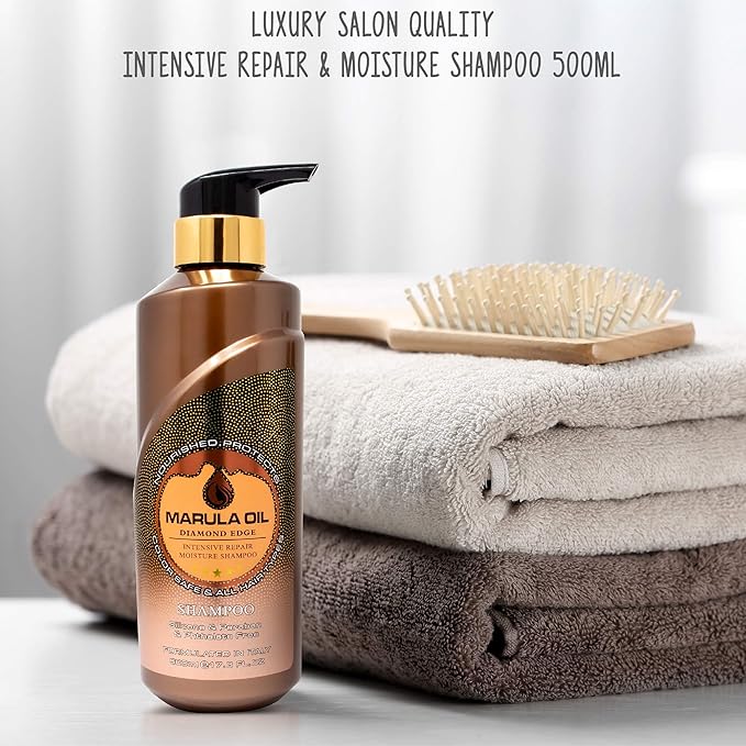 Marula Oil Shampoo and Conditioner Sets,Color Safe Ultra Moisture Sulfate Free Shampoo Conditioner Pack for All Hair Types, Moisturizing,Smoothing, Locks Moisture, Natural Repair, Pump Bottle