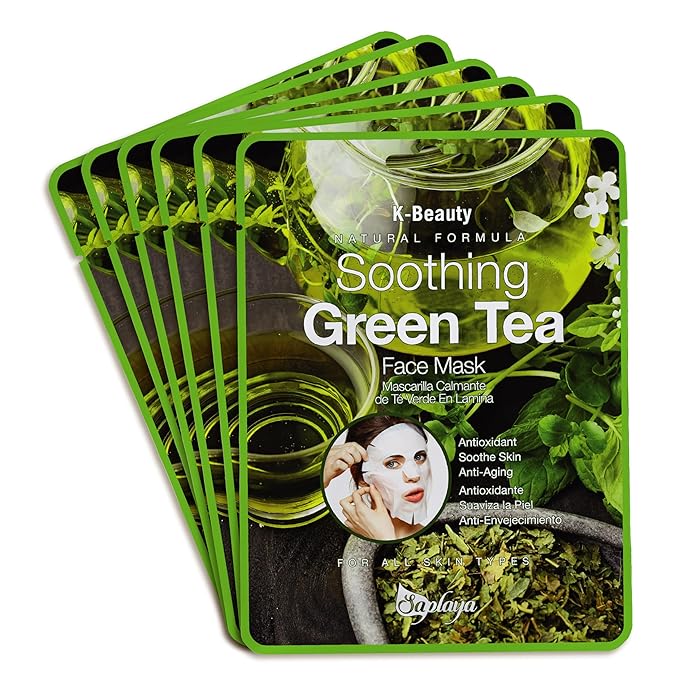 Saplaya Face Masks 6 Pack Scented Facemask Sheets Skin Care Mask Single Scent K-Beauty Natural Formula