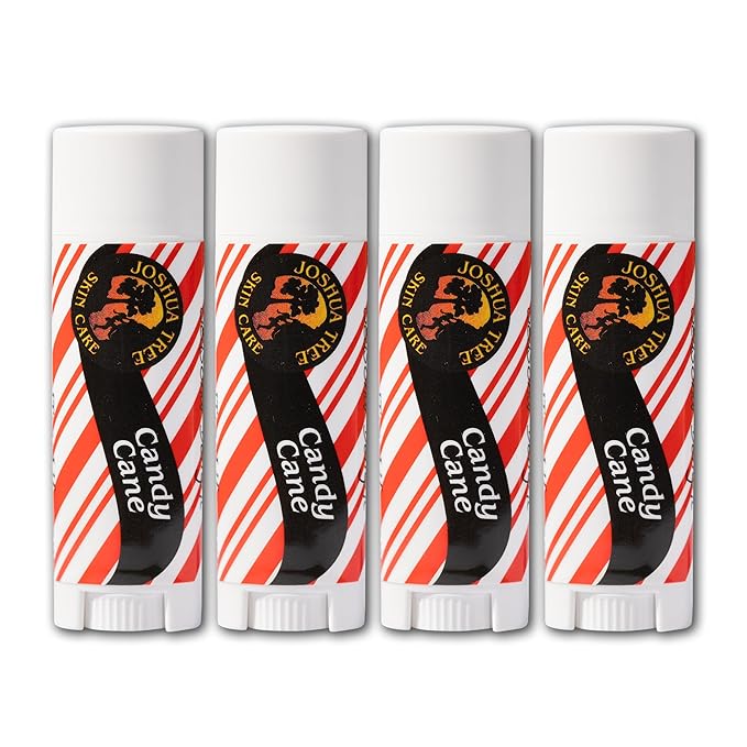 Joshua Tree Organic Lip Balm: 25 Flavor Varieties Made with Beeswax (4-pack, Candy Cane)