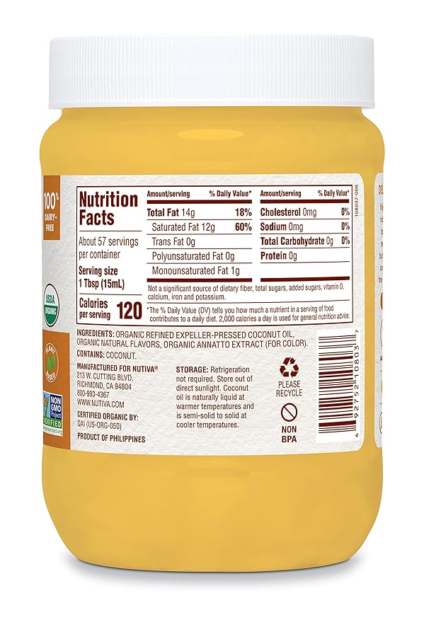 Nutiva Coconut Oil for Cooking and Baking - Butter Flavor Perfect for Making Movie Theater Popcorn, Baked Goods, Bread - Non-Dairy Alternative for Keto, Vegan, and Paleo Diets - 29floz