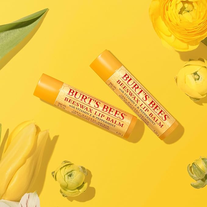 Burt's Bees Lip Balm - Original Beeswax, Lip Moisturizer With Responsibly Sourced Beeswax, Tint-Free, Natural Origin Conditioning Treatment, 4 Tubes, 0.15 oz.