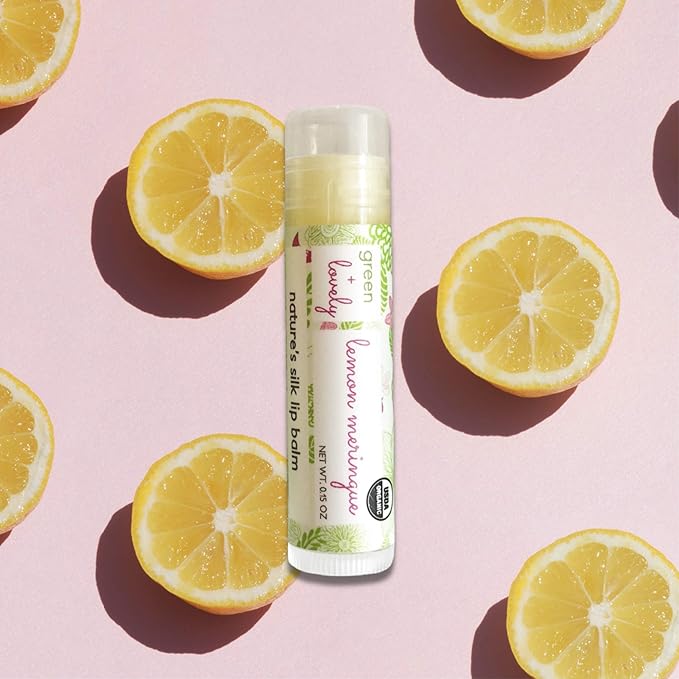 Organic Certified Lip Balm Butter(3 Pack) by Green and Lovely | Lemon Meringue Lip Oil for Total Hydration and Repair | 0.15 oz Lip Moisturizer Tube made with Premium Organic Ingredients