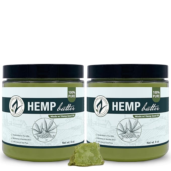 Zatural Hemp Butter Handcrafted, Vegan, 2 Simple Clean Ingredients (2 Pack)