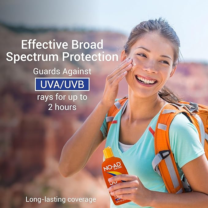 NO-AD SPF 50 SPORT Sunscreen Lotion | Hypoallergenic | Broad Spectrum UVA/UVB Protection | Water Resistant | Octinoxate & Oxybenzone Free with moisturizing Vitamin E and Aloe 16oz