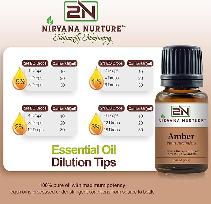 Amber Essential Oil,100% Pure Undiluted, Aromatherapy Oil for Diffuser, Hair & Skin Care