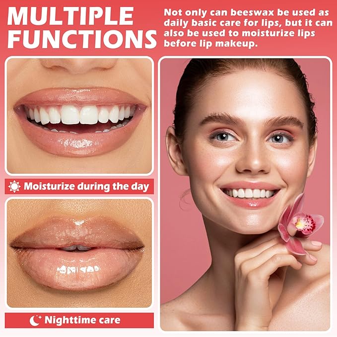 3PCS Bee Lip Balm Honey Pot Honey Strawberry Cherry Sleeping Lip Mask Silky Hydrating Bee Lip Balm Honey Lip Mask Overnight LipCare Products