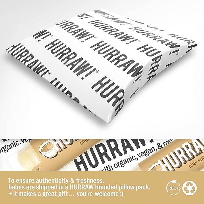 Hurraw! Chai Spice, Green Tea, Coffee Bean Lip Balms, 3 Pack Bundle: Organic, Certified Vegan, Cruelty and Gluten Free. Non-GMO, 100% Natural Ingredients. Bee, Shea, Soy and Palm Free. Made in USA