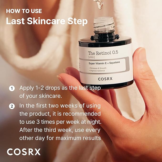 COSRX Retinol 0.5 Oil, Anti-aging Serum with 0.5% Retinoid Treatment for Face, Reduce Wrinkles, Fine Lines, Gentle Skincare for Day & Night, Not Tested on Animals, Korean Skin Care