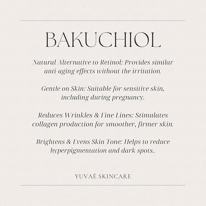 Yuvaè Skincare, 2% Bakuchiol Serum 20ml, Facial Serum + Jojoba & Squalene -Natural Retinol Alternative- Boost Collagen- Reduce Fine Lines and Wrinkles