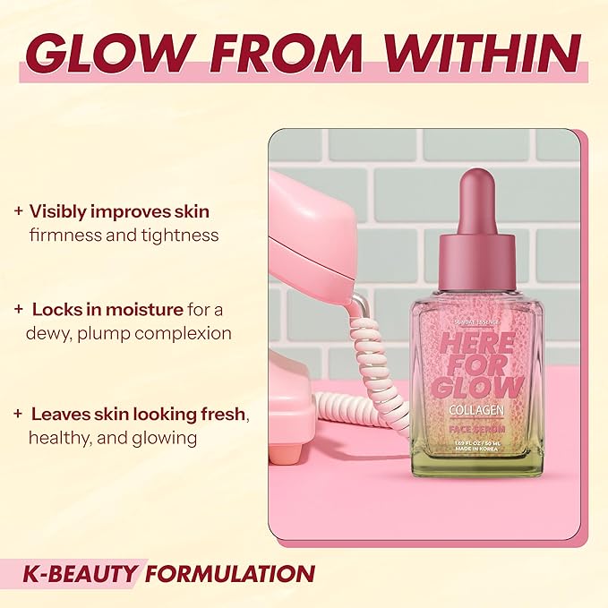 Collagen Face Serum - Dermatologist Tested, Anti-Aging, Korean Skin Care, Hydrates & Improves Elasticity - Strengthens Skin’s Barrier, Retains Water - Vegan, Paraben-Free, 1.69 Fl. Oz
