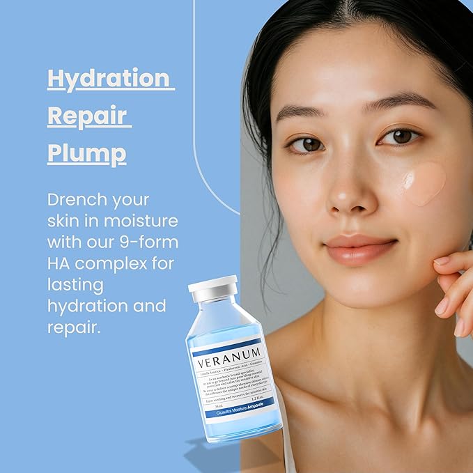 Cicaultra Moisture Ampoule – Korean Peptide & Hyaluronic Acid Face Serum for Sensitive Skin – Deep Hydration, Barrier Repair & Glass Glow Firmness – 1.2 fl oz (35 mL)