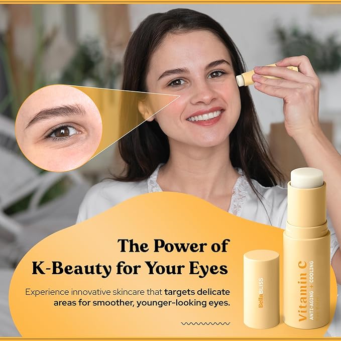 Bella Bliss Vitamin C Eye Balm Stick – Lightweight Under Eye Cream for Puffiness, Dark Circles & Wrinkles – Made in Korea – 0.35 oz / 10 g – Pack of 2