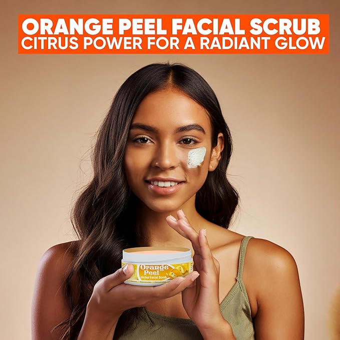 Herboganic Orange Peel Herbal Facial Scrub - Natural Citrus Exfoliants for Gentle Skin Cleansing and Rejuvenation - Suitable for All Skin Types | 5.30 oz…