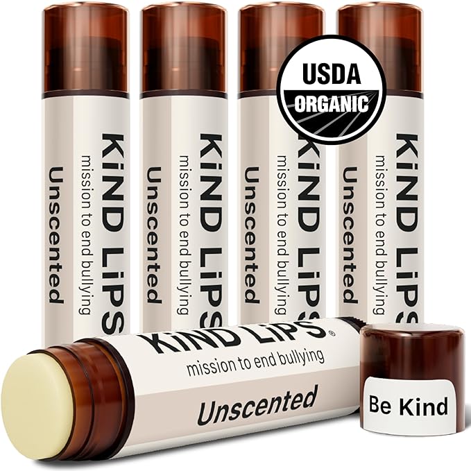 Kind Lips Unscented Lip Balm (5 Pack) – Fragrance Free, Organic & Hypoallergenic Lip Balm for Dry, Cracked Lips – Value Multipack for Daily Hydration