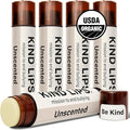 Kind Lips Unscented Lip Balm (5 Pack) – Fragrance Free, Organic & Hypoallergenic Lip Balm for Dry, Cracked Lips – Value Multipack for Daily Hydration